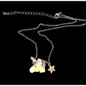 Glitter Unicorn BFF Pendant Necklace With Star Charm